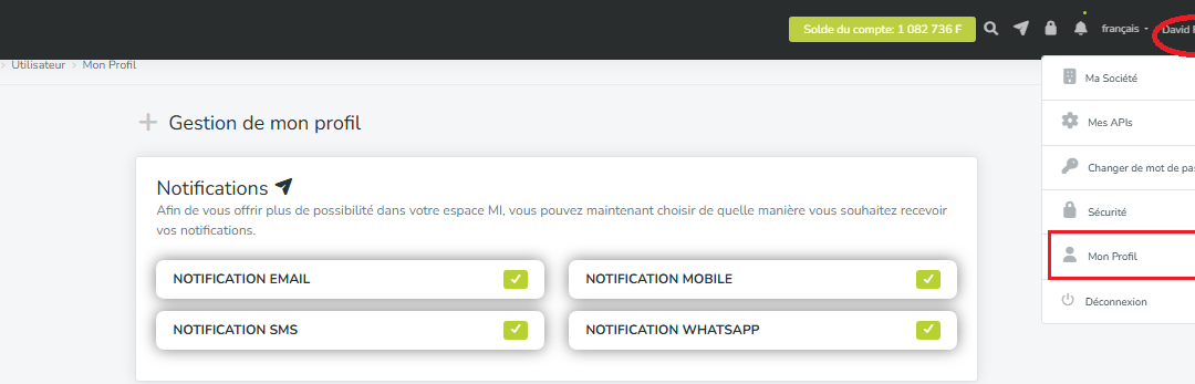 Comment configurer les informations du compte utilisateur ?