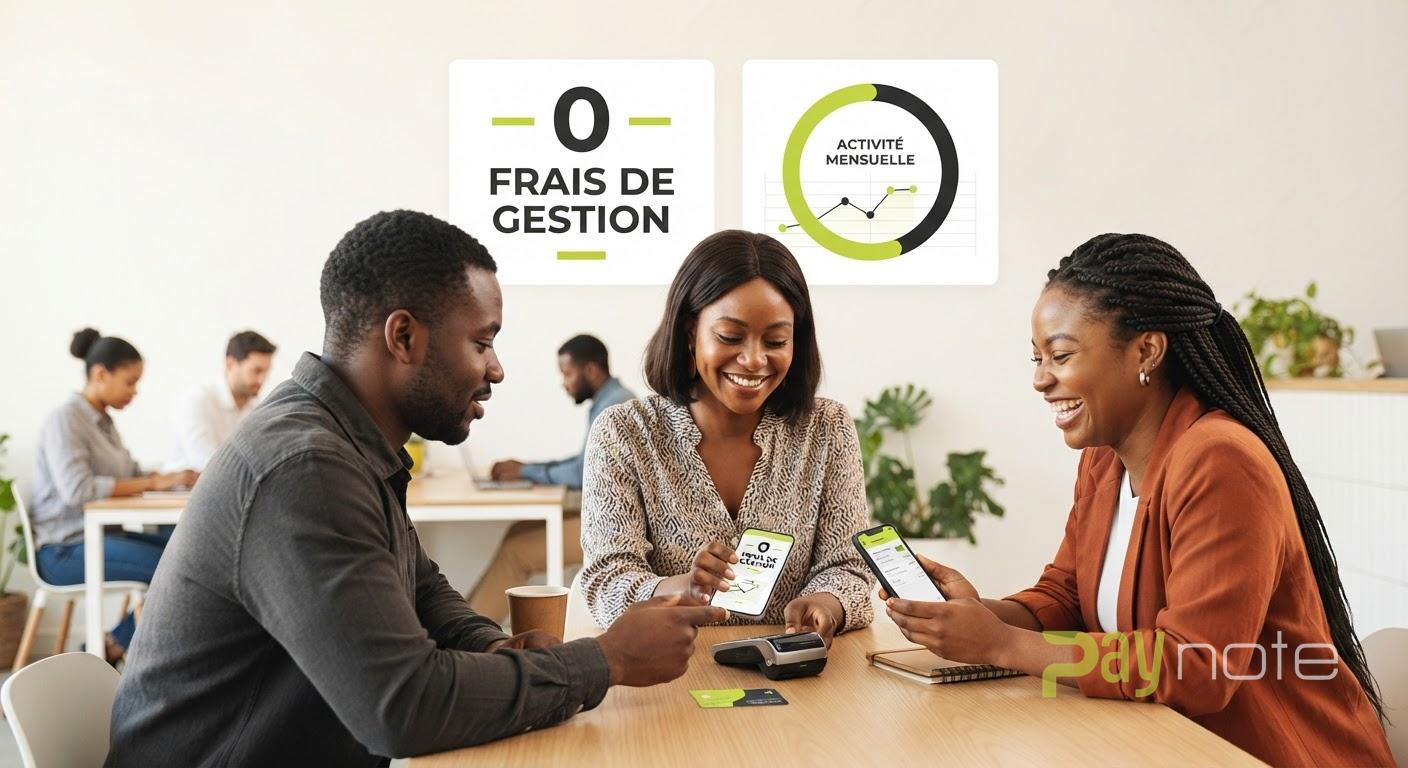 607163e6-38fa-4c33-8846-c3ca01c05ad0 Tableau de bord de suivi de flux de paiement mobile Paynote avec seuil mensuel de 100 000 FCFA et smartphone avec notification de transaction Orange Money