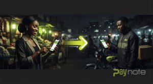 Illustration du double flux de paiement d'une marketplace : l'acheteur paie en mobile money et le vendeur reçoit automatiquement sa part sur son téléphone